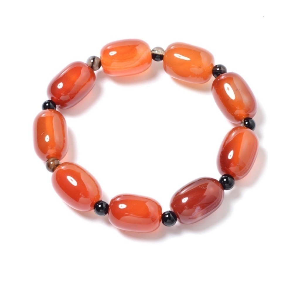 Enhanced Red and Black Agate Bracelet